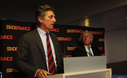Inauguration de la tribune de presse Thierry Roland