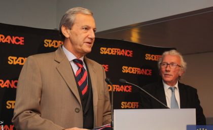 Inauguration de la tribune de presse Thierry Roland