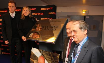 Inauguration de la tribune de presse Thierry Roland